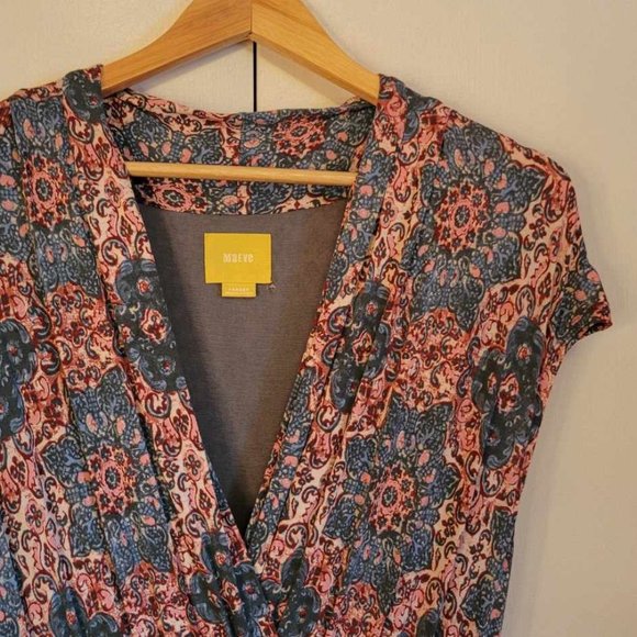 Anthropologie Maeve Faux-Wrap High Low Cap Sleeve Maxi Dress, Size 10 - Picture 8 of 12